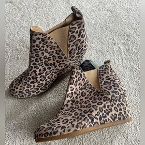 Leopard Print Wedge Ankle Boots